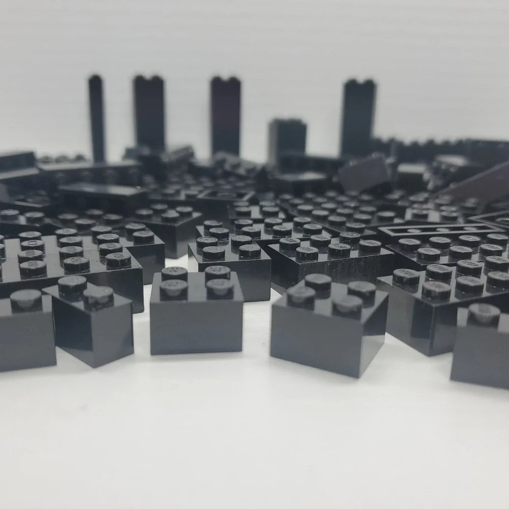Lego Parts Bricks - Lot Of 140 Black Bricks Assorted‎ Sizes